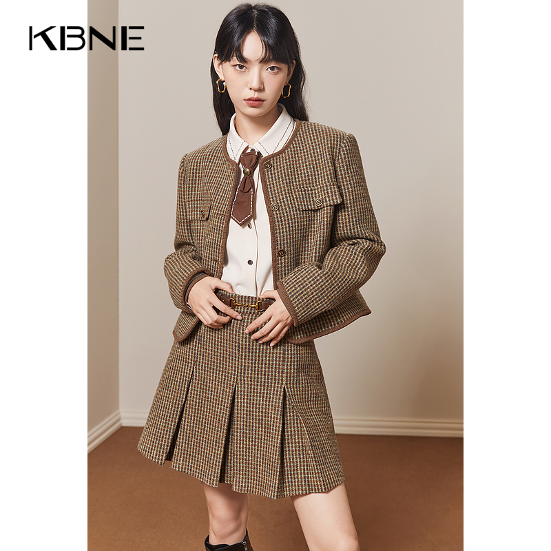 复古格纹，A字版，弓字褶