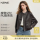 新款 2026春季 棕色PU皮外套夹克 蛋白皮气质皮衣女装 KBNE小个子短款