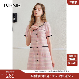 KBNE连衣裙女短袖小香风爆款高端精致2025夏季新款法式超好看裙子