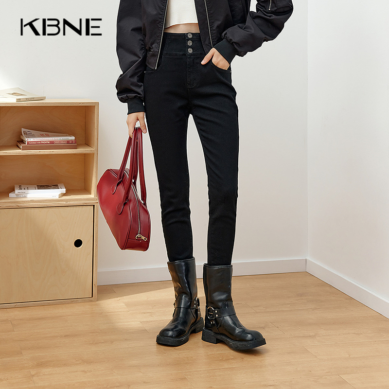 KBNE【商场同款】牛仔裤女裤子新款爆款2025冬季流行小脚裤长裤
