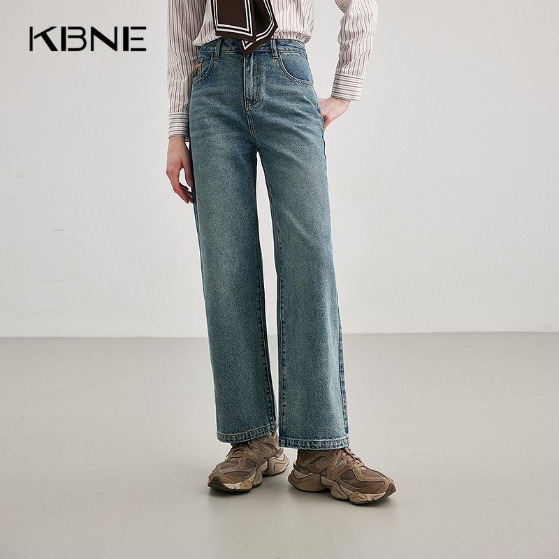 KBNE【商场同款】裤子女牛仔裤2025春新款今年流行爆款宽松直筒裤