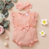 Newborn Baby Plain Girl Months Bodysuit Soft Lace Flare