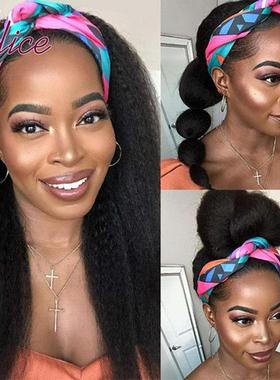 Alice Headband Wig for Women Kinky Straight Synthetic Hair跨