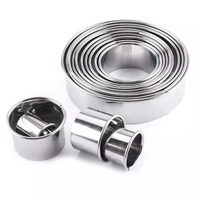 14pcs/Set Stainless Steel Round Cookie Moulds Cake Cutter新