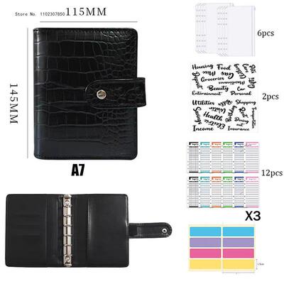 Pu Leather Binder Zipper Money Saving Envelope A7 Flip Budge
