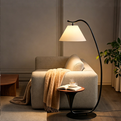 中古风落地灯客厅沙发旁边高级感2025新款复古一体置物架立式台灯
