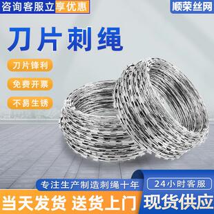 304不锈钢双股钢丝刺绳防盗铁丝网带刺铁蒺藜围墙防爬刀片刺绳