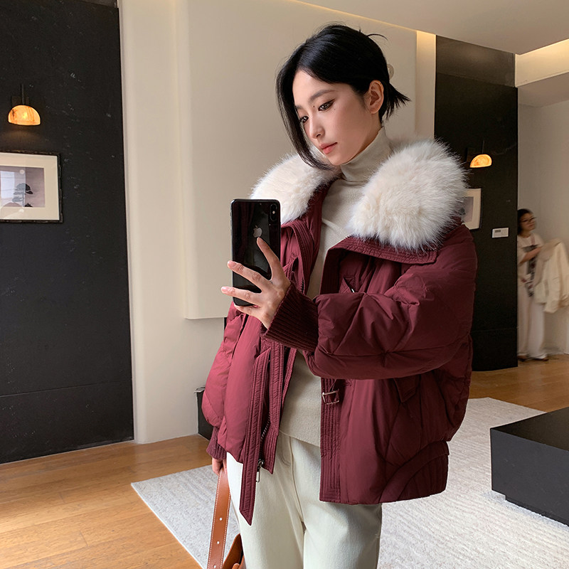 实拍高贵显瘦冬季新款羽绒棉服短款可拆卸毛领女款加厚棉服外套