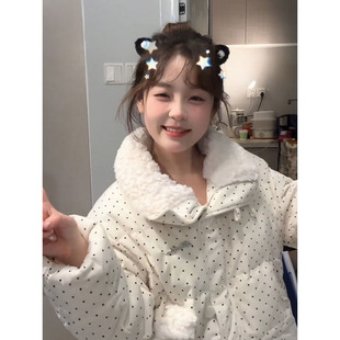 日系甜美小个子短款棉服女学生不臃肿的面包服羊羔毛冬季棉衣外套