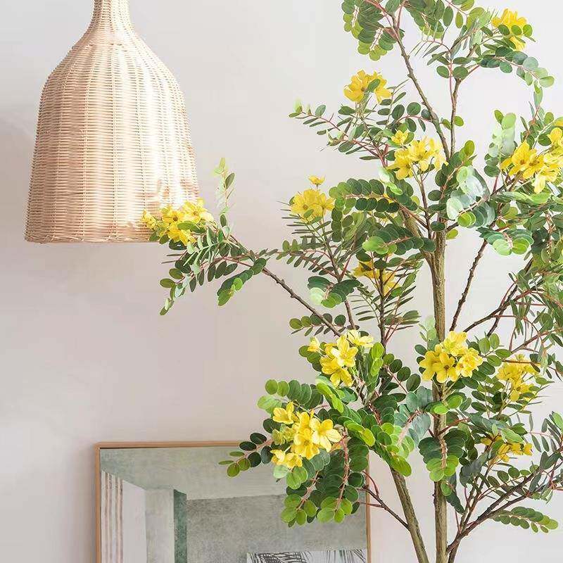 盆型仿真槐花树植物栽假树仿生#of223绿植室内摆店铺大橱窗造景落