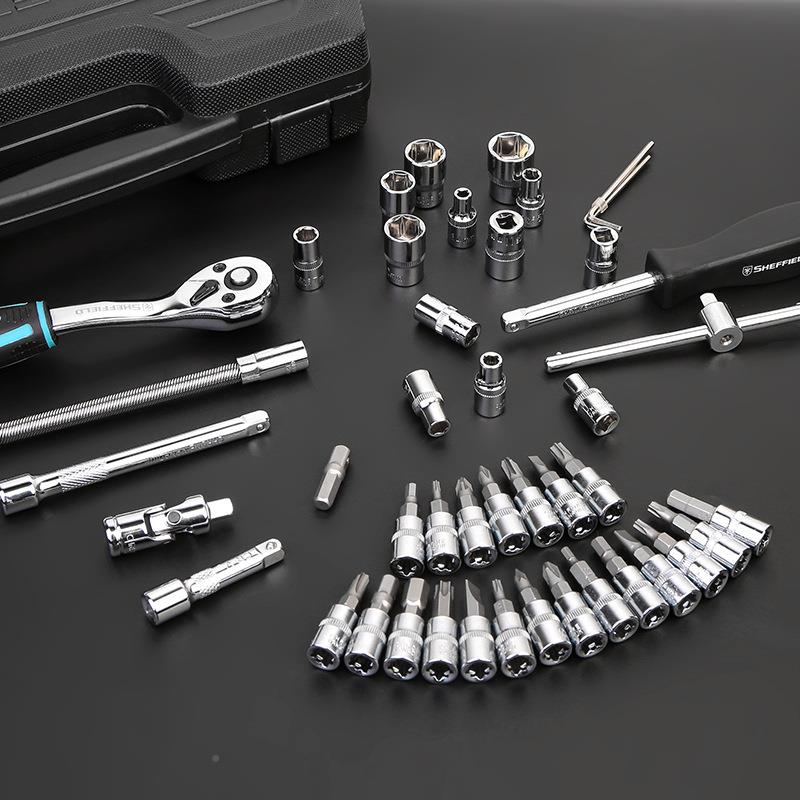 46件套装内六套筒工组合小飞快速家棘具轮角扳手279用汽修工具箱