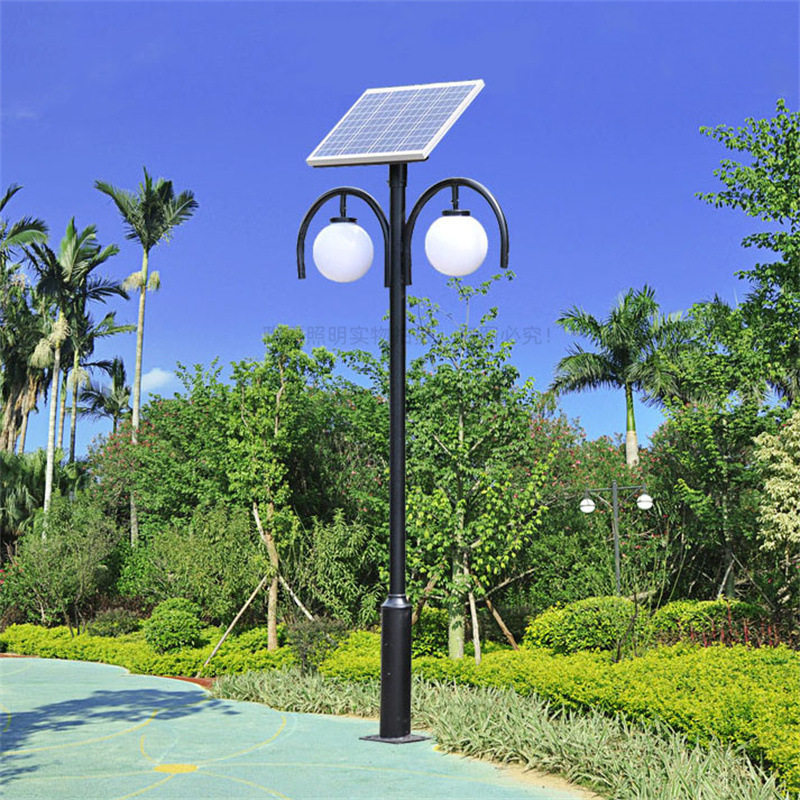 户外3米太阳能庭院灯 双头LED灯 时控光感路灯农村太阳能路灯工厂