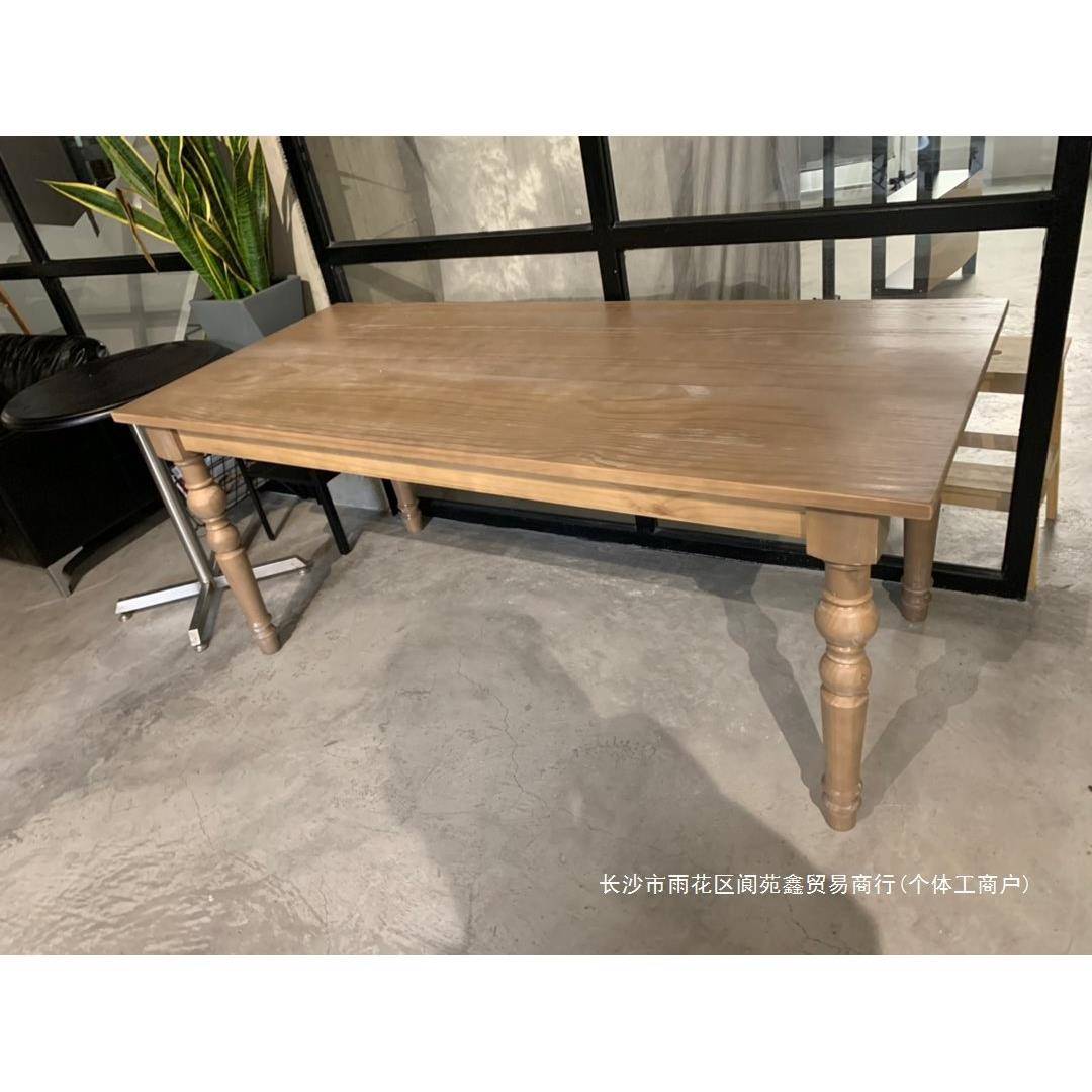 欧式美式餐桌组做合实木桌子复古旧拉AVO丝松餐木桌方法式餐厅简