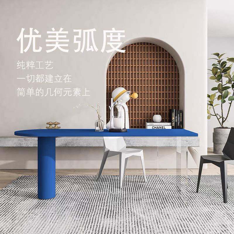 A12大MKL002板桌家用彩色餐墙桌靠实木半桌圆子白书桌创意色设计