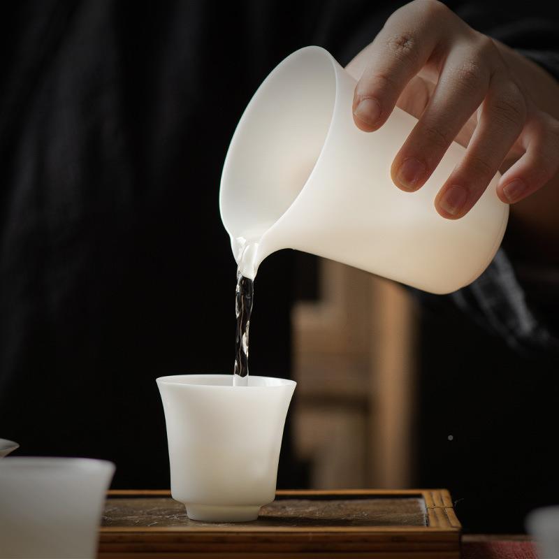 简约格调过滤器素羊烧白家用脂玉全孔茶漏滤瓷组yf056-18冰种玉瓷