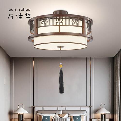 中式234客厅灯LED吸关顶新灯禅意别餐墅圆形厅灯温馨玄阳台卧室灯