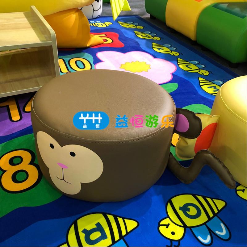 童瓢沙发圆凳早教子XAV幼儿园卡通软体沙发软包青儿蛙大象亲猴子