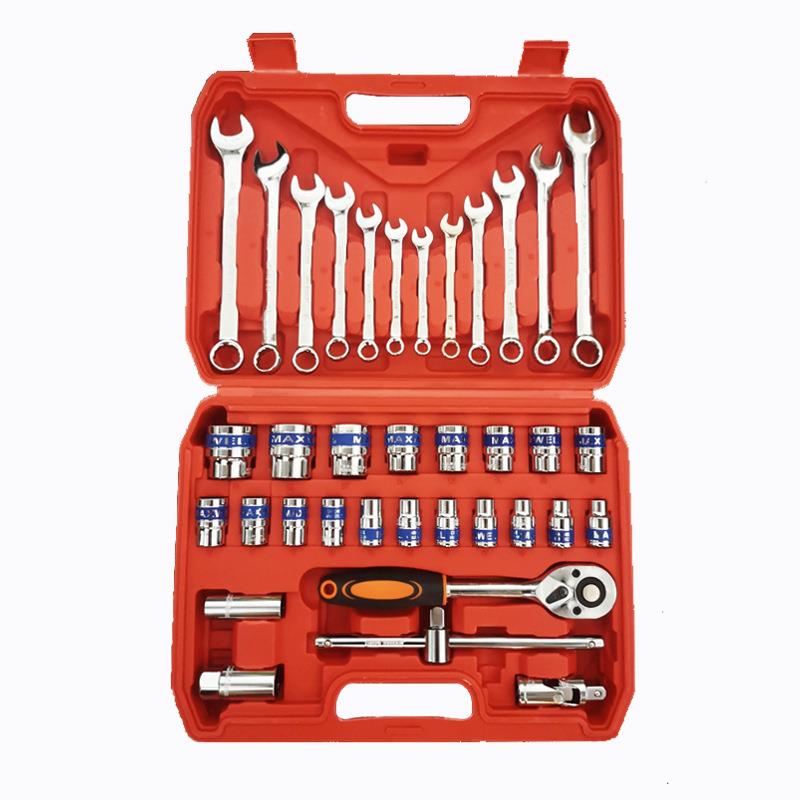 汽修工具7件套蓝带套筒31/2大飞棘轮扳火花手无品牌/具塞工组合套