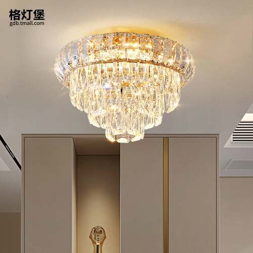水晶过道灯走廊灯轻奢风简约现代入户玄关门厅衣帽间阳台灯吸顶灯