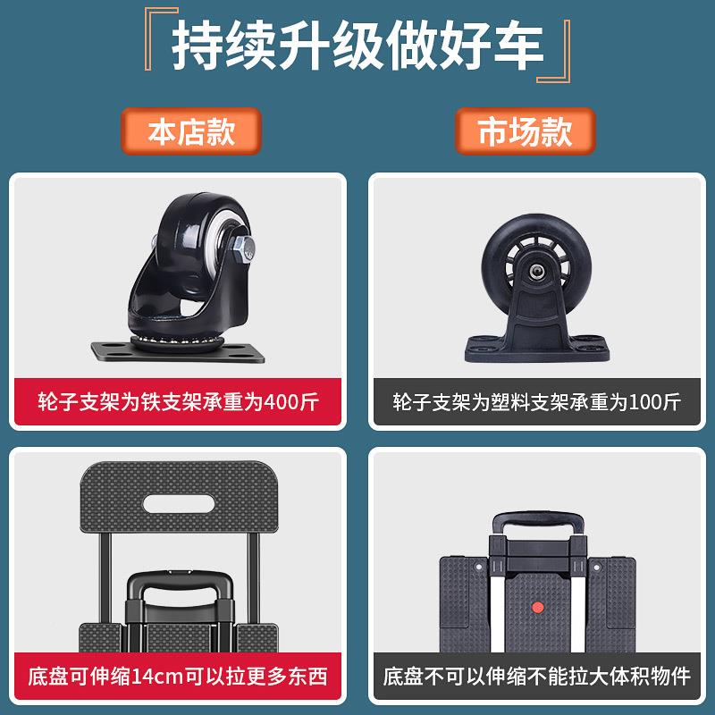 亚逊升级款折叠行李运手拉P-10D/E车PU马便轮带刹车载重平板小推