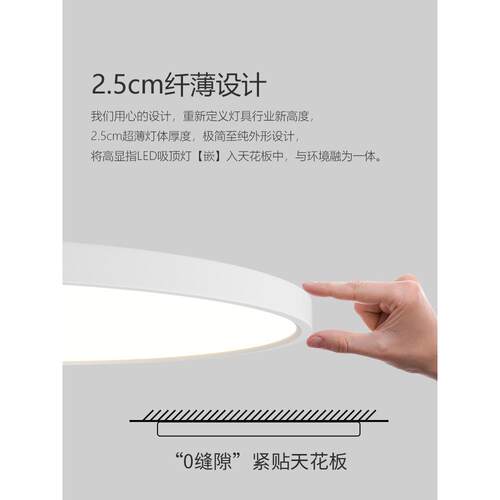 全光谱护灯眼le604d吸顶超薄儿灯童房卧室高显指无频闪书灯房间灯