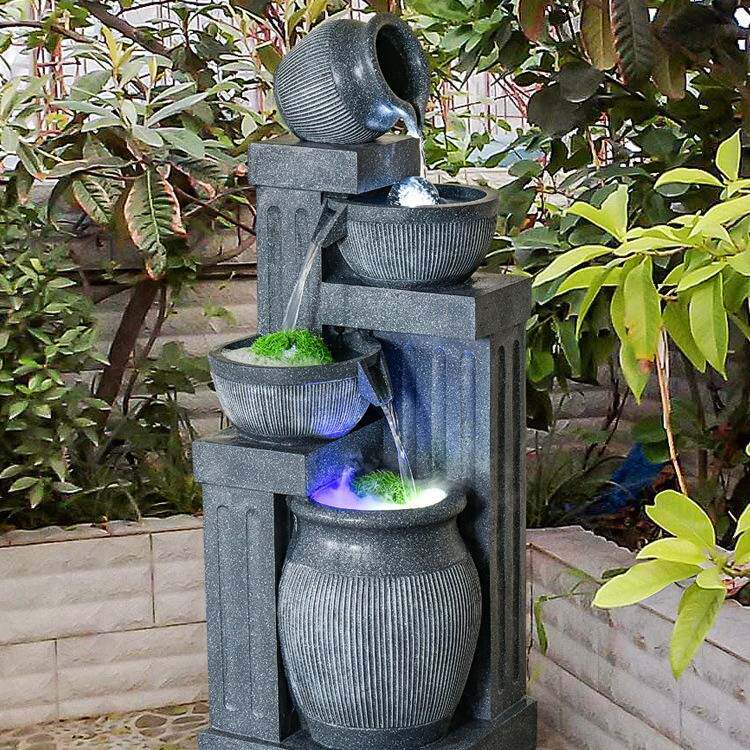 欧式落地喷泉流水摆件客厅电视柜旁假山装饰品创意水景摆设流水器