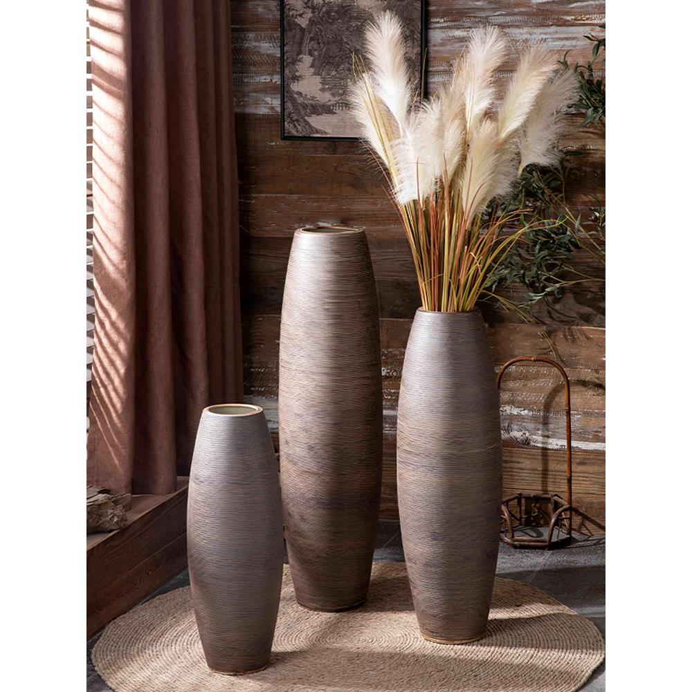 景德镇落地陶瓷大花瓶 覆古侘寂风酒店庭院民宿装饰品插干 干燥花