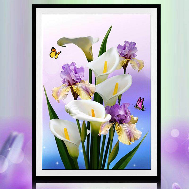 2025新款5D钻石画客厅马蹄莲花卉满钻点粘贴钻十字绣餐厅百合花瓶,居家布艺,钻石绣,淘宝优惠券,粉丝福利购,淘宝优惠卷