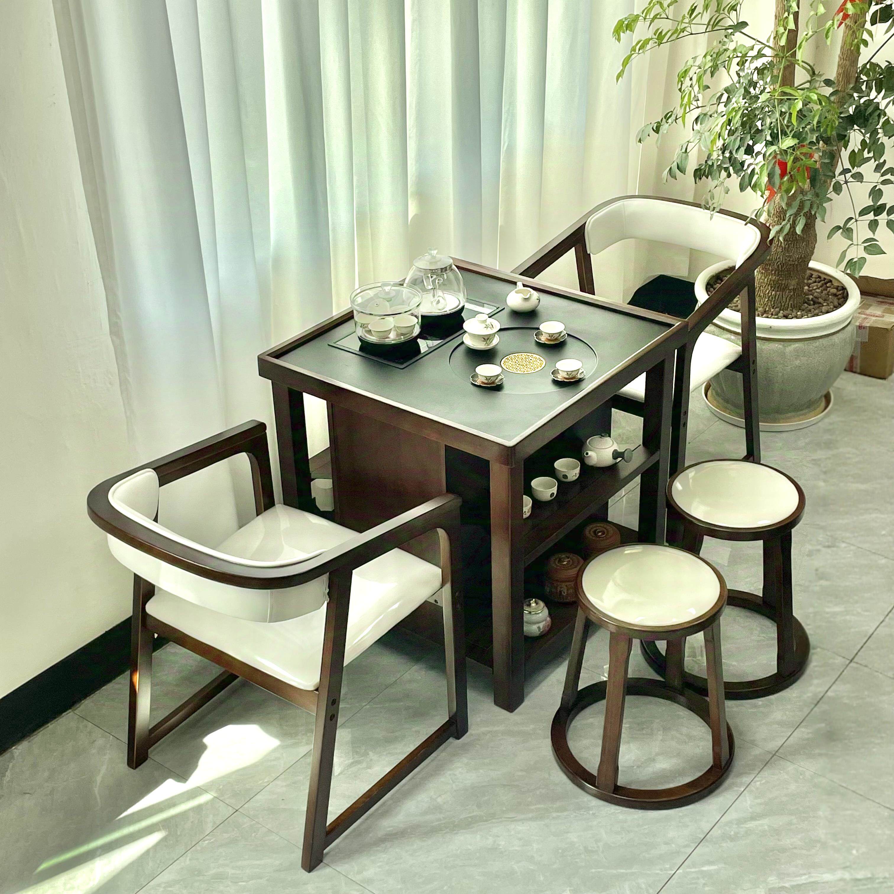 胡桃木茶桌新中式阳台茶桌椅组合小型泡茶桌实木家用小茶台茶几