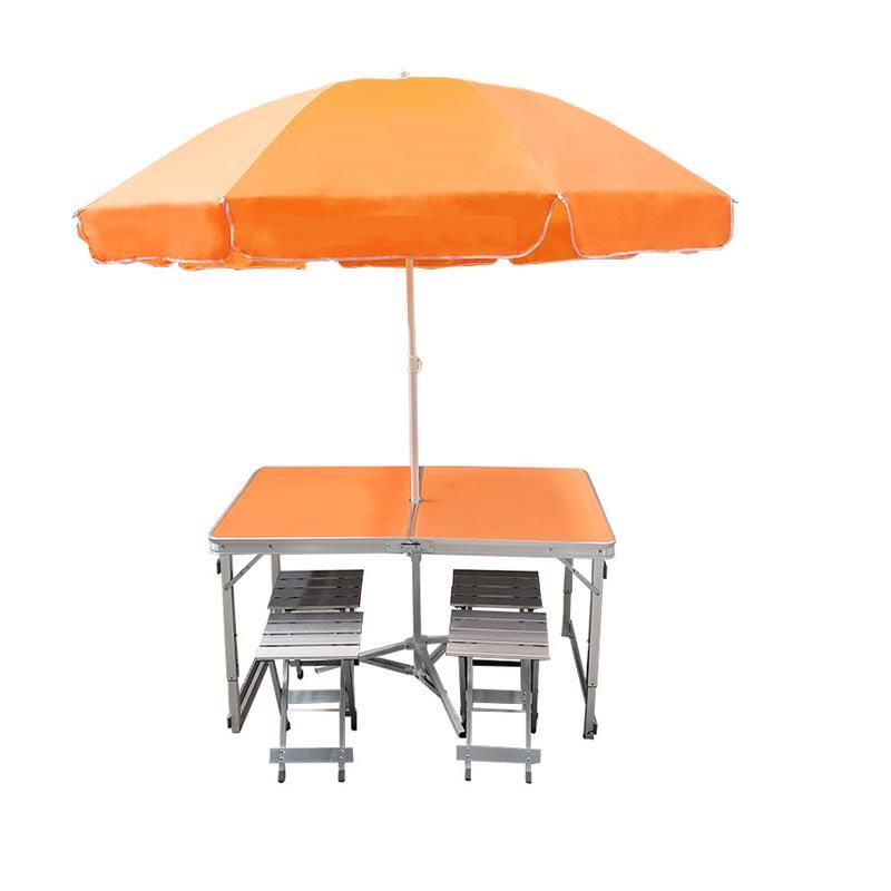 活动户外广告推桌子便携式地野餐桌椅套装桌宣传折叠展业摆摊带伞