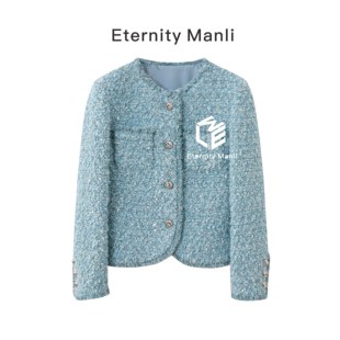 Manil【塞里木】鹅绒服冬季蓝色加厚气质小香设计师名媛高端外套