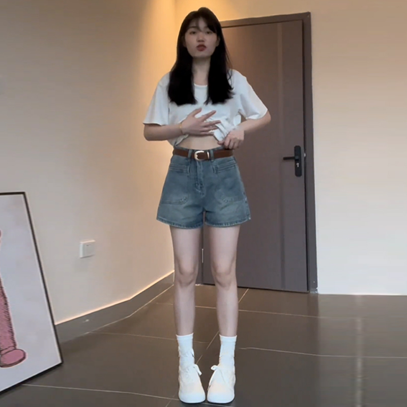 大码高腰牛仔短裤女夏季胖mm显瘦美式复古小个子辣妹A字热裤裤子
