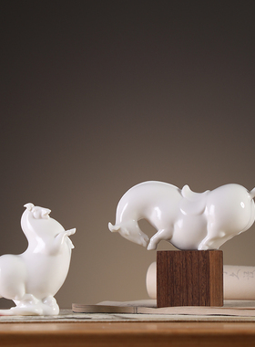 龙器创意中式陶瓷唐马家居摆件客厅办公室书房电视柜酒柜软装饰品