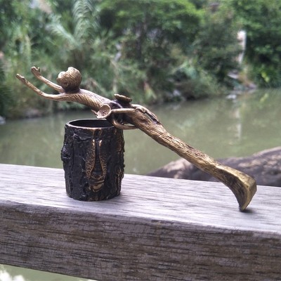 纯铜壶叉手工壶盖夹梅花叉铸铜摆设配件竹节功夫茶具日式复古壶持