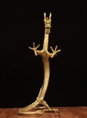 铜龙摆件纯铜升龙飞龙站龙五爪青龙元宝生肖葫芦龙客厅装饰品礼品