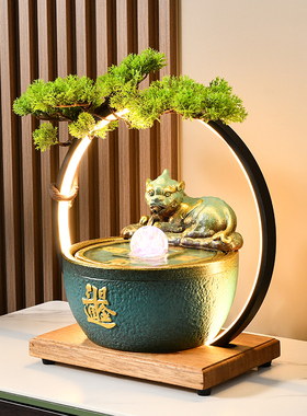 创意桌面貔貅流水摆件客厅室内加湿装饰开业礼品水晶球循环水喷泉