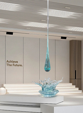 别墅酒店会所大堂透明树脂水花雕塑摆件售楼处大厅天花板水滴吊饰