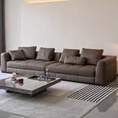 优恋家布雷泽真皮沙发意式 极简中古风三人位直排时增头层牛皮沙发