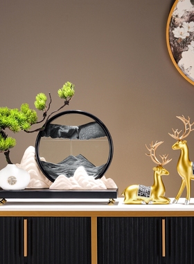 迎客松流沙画摆件客厅玄关办公室桌面茶室装饰品开业乔迁新居礼品