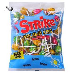 俄罗斯进口原装 50支棒糖一糖双味KDV混合水果硬糖儿童棒棒糖565g