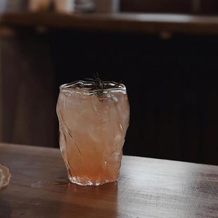 家用耐热玻璃水杯咖啡杯 手工吹制冰川褶皱感韩式 Lovely 包邮