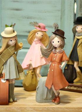 创意礼品可爱时尚奈尔姑娘树脂工艺品摆件家居饰品美女孩摆件礼物