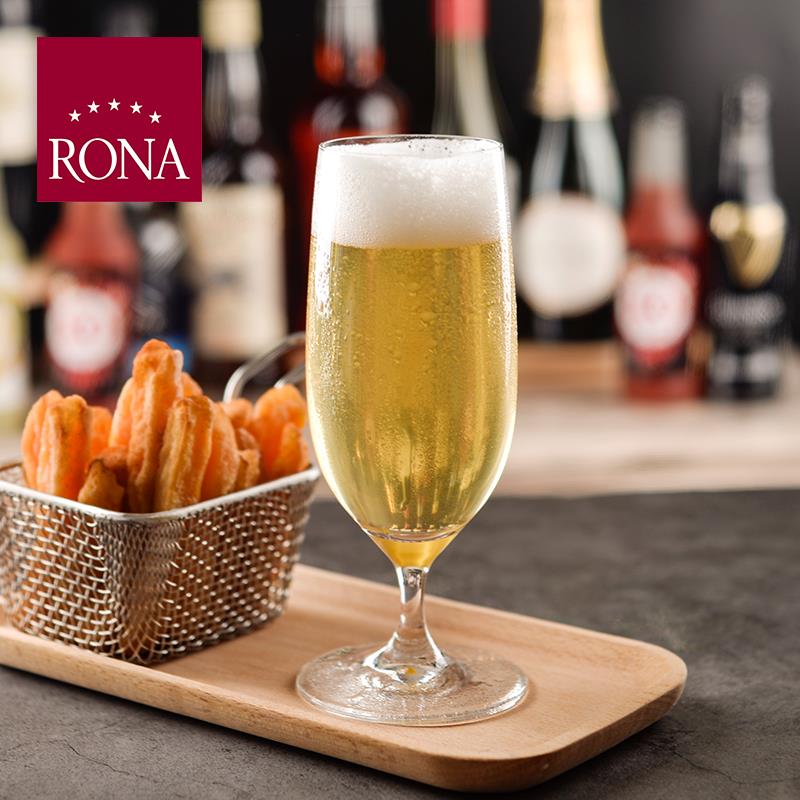 捷克RONA进口水晶玻璃高脚啤酒果汁饮料可乐杯水杯大号多功能酒杯