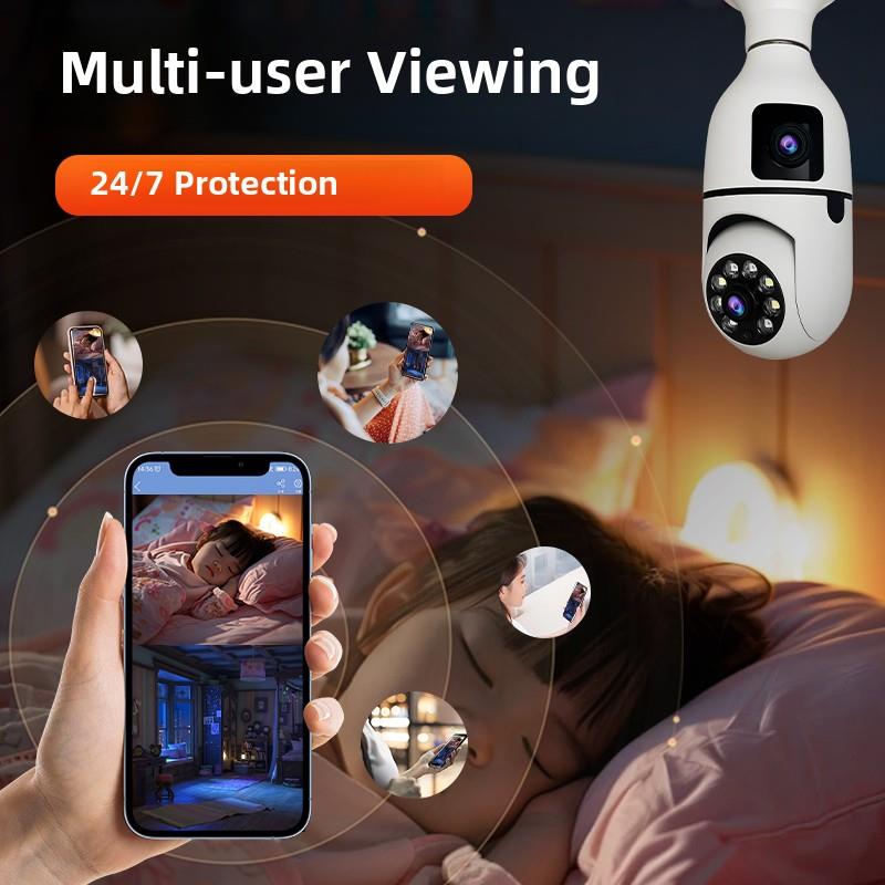 无线摄像头360度无死角家用手机远程全景摄影头E27螺口灯头监控器