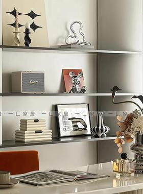 一匚 轻奢北欧风银面异形圆圈花器组合软装 样板间民宿客厅摆件