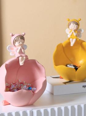 花仙子入门玄关钥匙收纳摆件树脂工艺品客厅家居装饰轻奢收纳盒