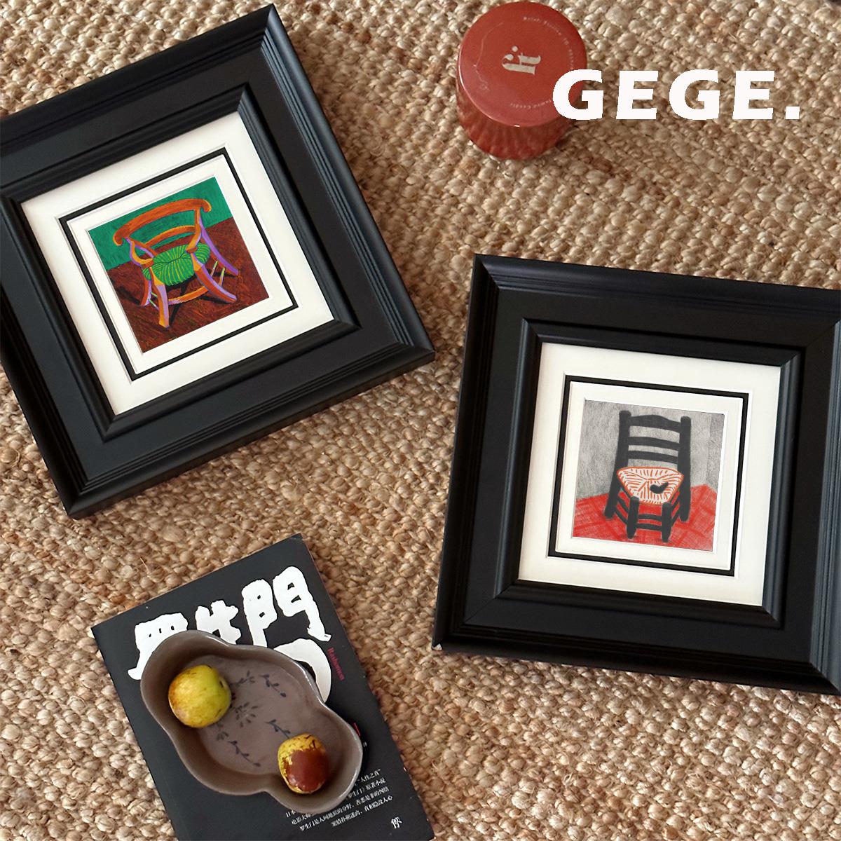 椅子】GeGe现代法式中古风卧室书房挂画小众艺术装饰画北欧玄关图片