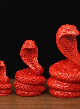朱砂十二生肖蛇摆件招财家居办公桌面小摆件风水工艺礼品摆饰蛇年