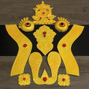 藏饰金色牛头铜片真牛羊头骨工艺品装饰镶嵌手工包铜动物标本铜皮