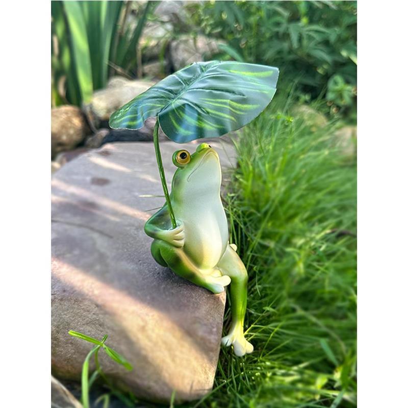 撑伞乘凉青蛙阳台庭院花园鱼缸布置装饰摆件创意彷真动物造景摆设
